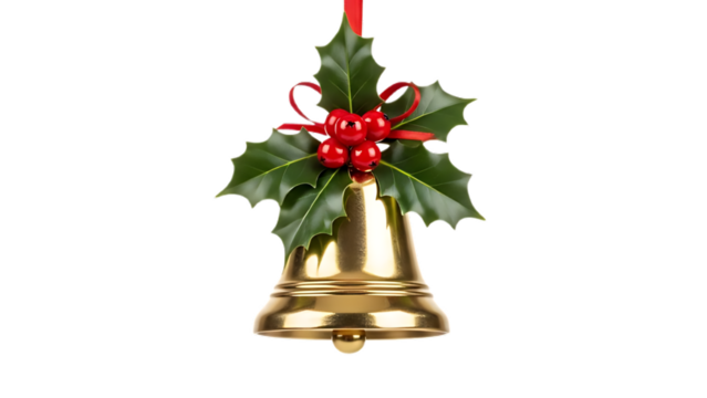 christmas bell holly isolated