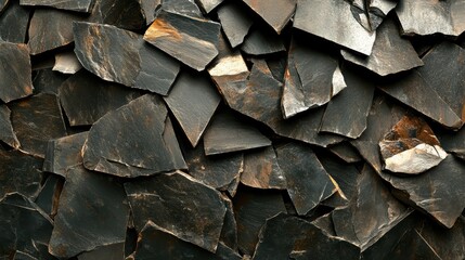 Sharp jagged pieces of broken rock piled together