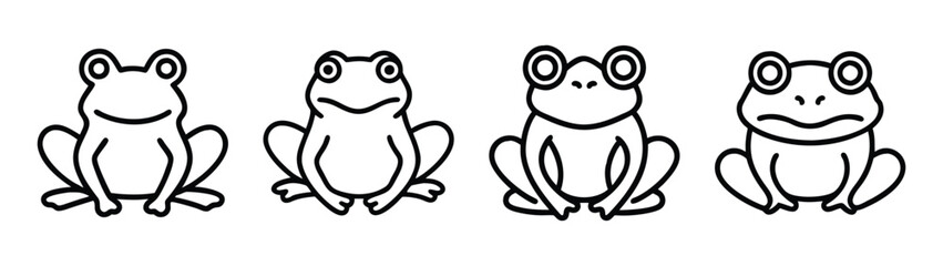 Four frogs illustration vector, amphibian drawing, frog outline, frog clip art, frog image vector