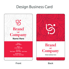 Business card design with red color and logo concept vector