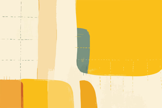 Formas abstratas e cores quentes em um design moderno e minimalista, criando uma atmosfera vibrante e convidativa.
