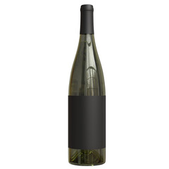 Elegant green wine bottle mockup with a matte black label ideal for branding and marketing use