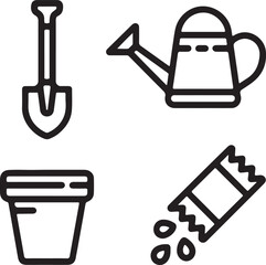 Gardening tools icon set vector illustration