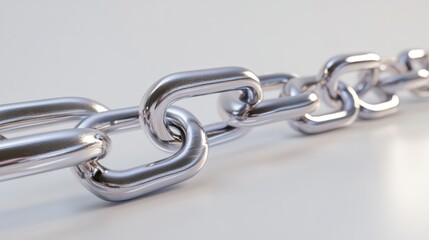 Obraz premium Close up of a shiny metal chain on a white background
