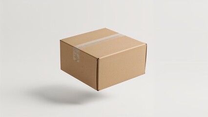 Obraz premium A plain cardboard box on a white surface.