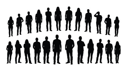 Diverse group of people silhouettes isolated on white background, Vector