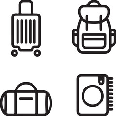 travel flat icons set vector illustration of luggage and bags