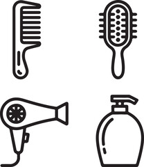 Hair dryer with comb and brush isolated icon vector illustration