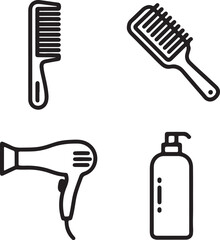 set of hair combs and brushes isolated tools