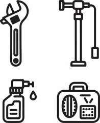 tools icon set with keys locks and metal equipment illustrations
