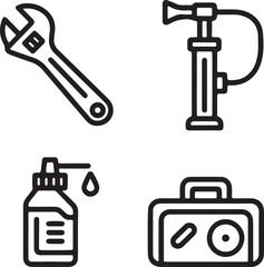 Tools icon set vector illustration with metal equipment symbols