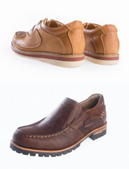 pair of fashion shoes made with leather