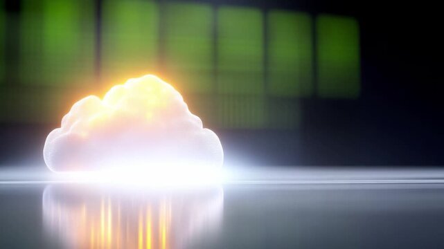 Cloud Computing Concept: A glowing cloud, symbolizing data storage and access, floats in a futuristic environment. Capturing the essence of digital transformation and connectivity.