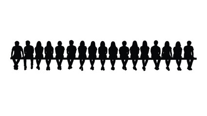 Naklejka premium Group of people sitting silhouette isolated on white background, Vector