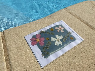 Blueprint proces in front of pool