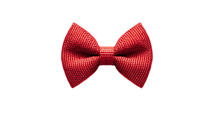Red bow tie, elegant accessory, isolated on transparent background, classic formal style, textured fabric, suitable for men fashion, party or wedding event