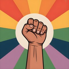 Raised fist illustration, power, unity, pride, diversity symbol
