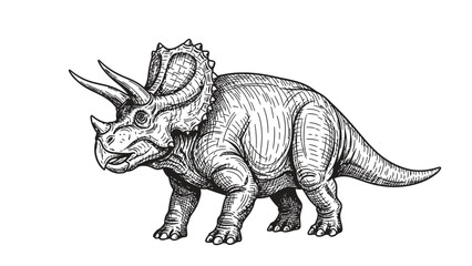 Hand-drawn Sketch of a Majestic Triceratops Dinosaur