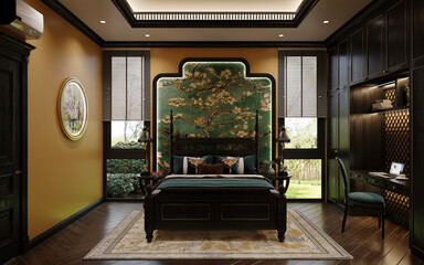 3d render classic bedroom