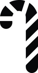 Minimalist black candy cane christmas sweet silhouette vector icon