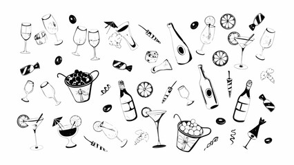 Whimsical hand drawn party and celebration elements