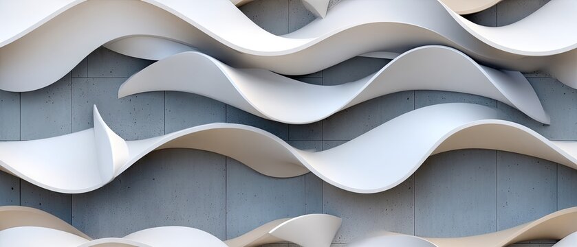 White concrete wall with wavy patterns creates a seamless design background suitable for text or logo placement in decor or design projects