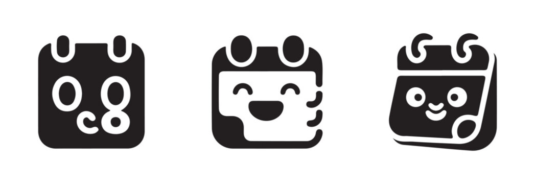 Black calendar icon, deadline, icon symbol flat design, calendar different variations symbol, vector illustration EPS 10.