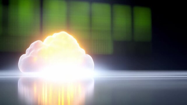 Illuminating Cloud: A mesmerizing image of a radiant cloud formation, emitting a vibrant glow against a backdrop of technology, symbolizing innovation, data, and digital transformation.