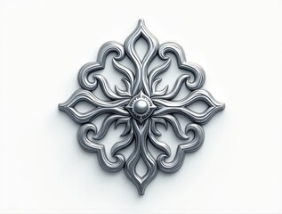 Silver filigree ornament creating symmetrical art decoration