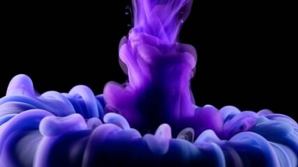 Captivating ink drop into water creates mesmerizing explosion of color and fluid dynamics on black - Powered by Adobe