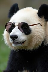 Panda bear wearing sunglasses looking confident and cool