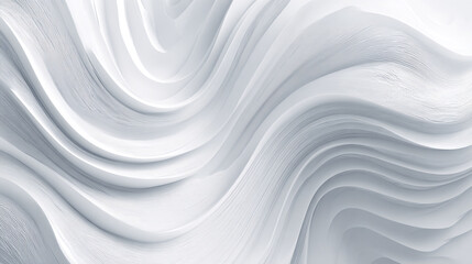 Obraz premium An abstract, high-key image of continuous, smooth white and light gray wavy lines or ridges, creating a flowing, modern, and minimal textured background with soft shadows.