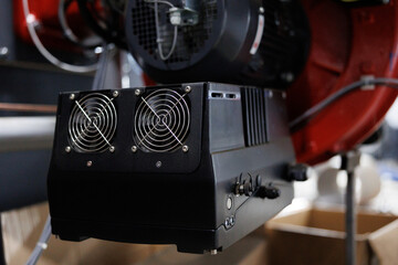 Detailed view of a powerful cooling system designed for industrial machinery