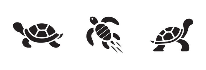 Sea turtle icons set, turtle graphic and web design, turtle line art collection, vector illustration EPS 10.