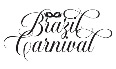 Brazil Carnival Handwritten Typography . Stylized handwritten “Brazil Carnival” lettering with playful heart accents, perfect for festive designs, event promotions, and cultural celebration themes.

