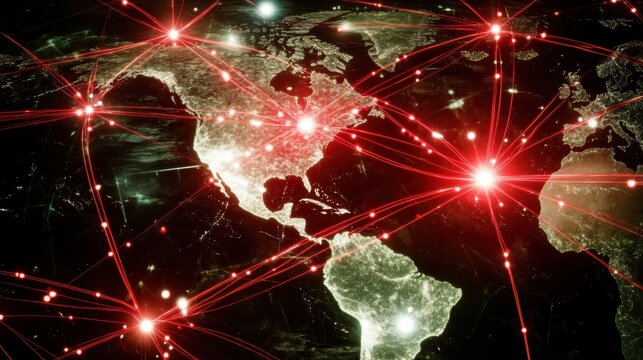 Global Trade Network Depicted With Interconnected Lines