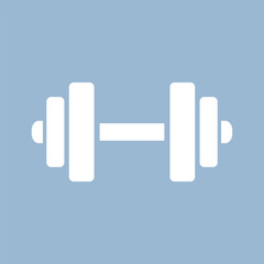 Dumbbell vector icon over blue background