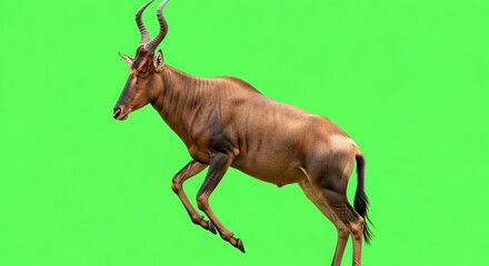 Antelope Jumping on Green Screen for Advertising