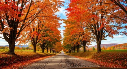 Autumn Road with Colorful Trees for Seasonal Promotions
