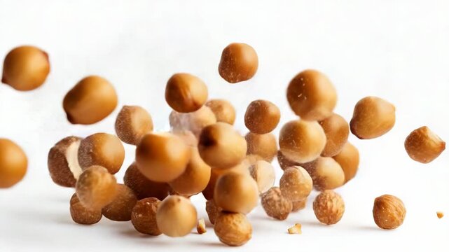 A bunch of nuts are flying in the air