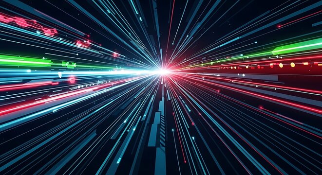 Abstract digital data streams and light trails background