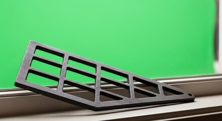 Black Window Wedge on Green Screen for Digital Design