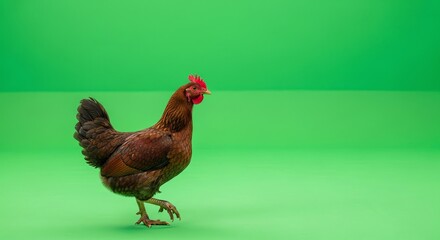 Brown Chicken on Green Screen for Advertising