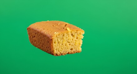 Cornbread Slice on Green Screen for Food Advertising