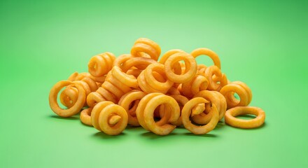 Curly Potato Snacks on Green Screen for Advertising