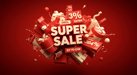 Dynamic 3D Super Sale Promotion with Gift Boxes and Discounts