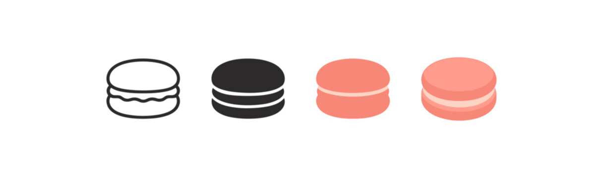 Minimal macaron dessert icons in line and solid styles