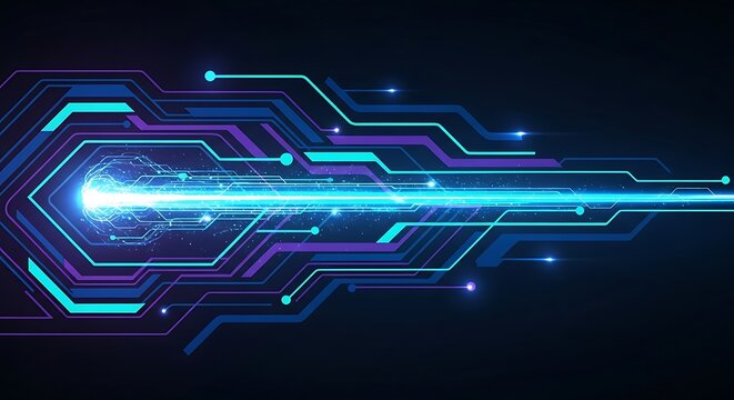 Abstract digital network illustration futuristic circuitry with glowing lines