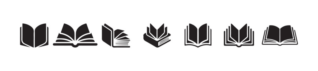 Book icon collection, vector book sign collection, library symbol in glyph, education sign, vector illustration EPS 10.