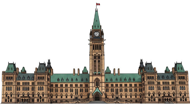 Majestic gothic revival architecture of the parliament buildings at night